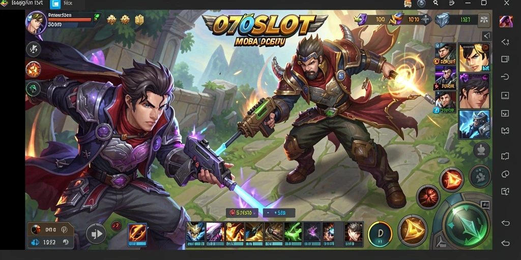 Tampilan aksi seru dalam permainan MOBA 070SLOT.