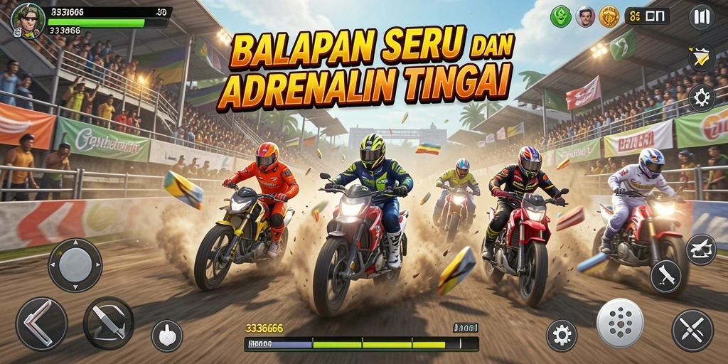 Gameplay Racing yang penuh aksi dan kompetisi hebat.