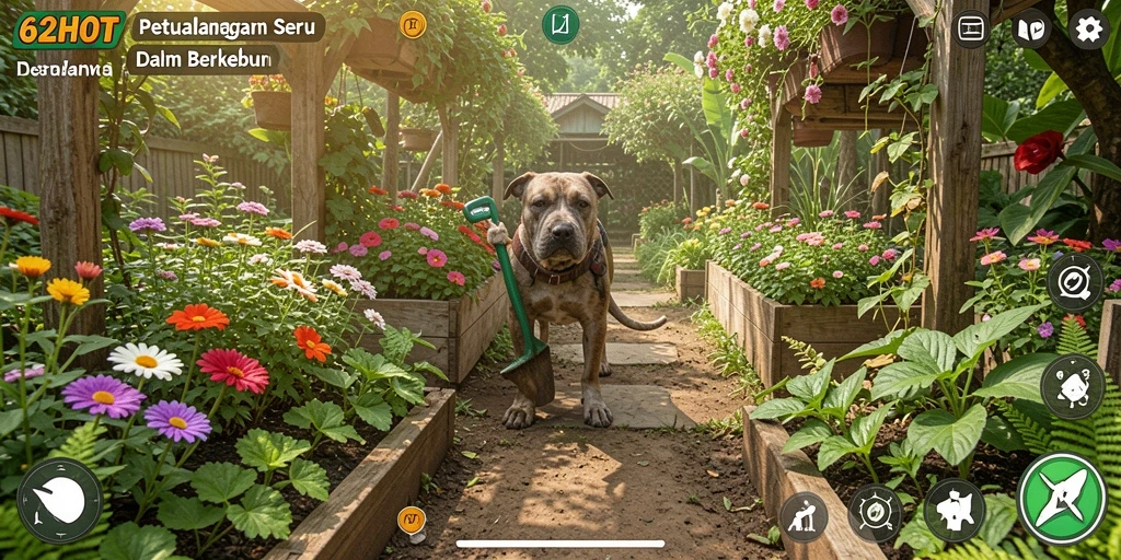 Tampilan menarik dari gameplay berkebun di 62HOT.