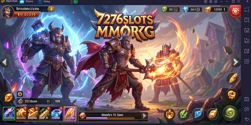 Screenshot utama 7276SLOTS menampilkan petualangan epik pemain dalam pertempuran MMORPG.