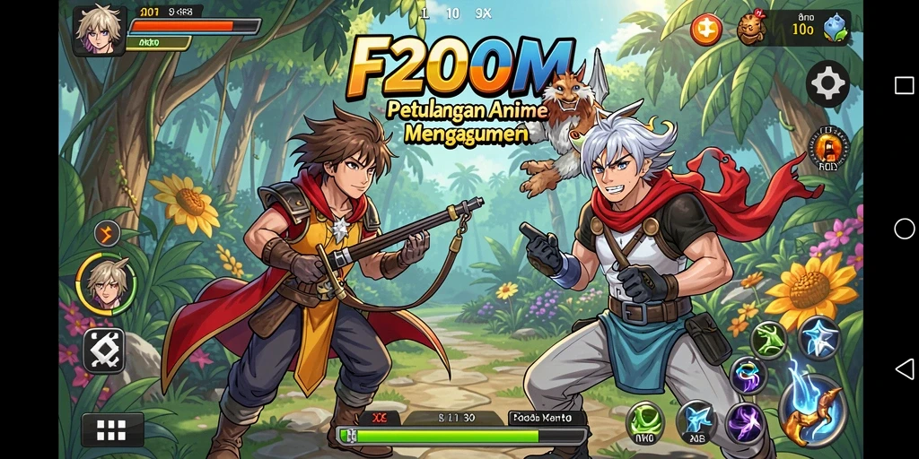 Tampilan gameplay yang menakjubkan dari F200M dengan karakter anime.