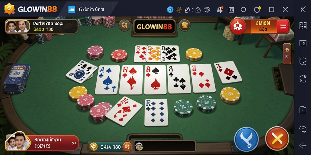 Screenshot utama GLOWIN88 menunjukkan gameplay seru saat bermain Gaple.
