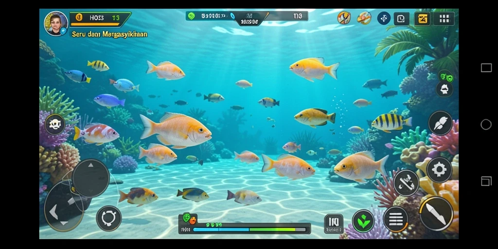 Screenshot gameplay H03 menampilkan aksi menembak ikan yang seru.