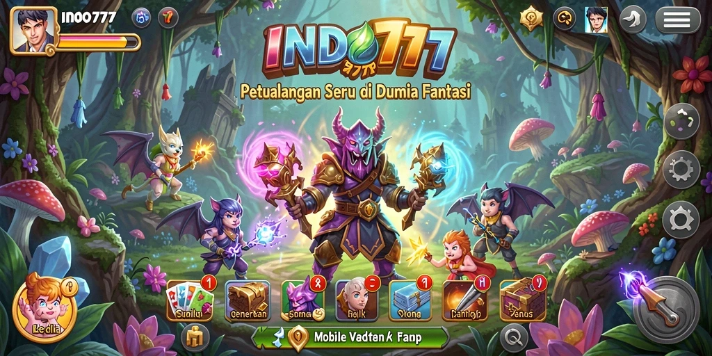 Tangkapan layar menunjukkan petualangan mendebarkan di dunia fantasi INDO777.