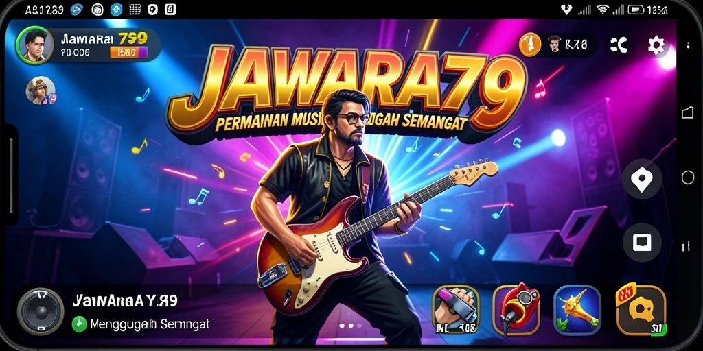 Tampilan gameplay JAWARA79 dengan alunan musik yang menggugah.