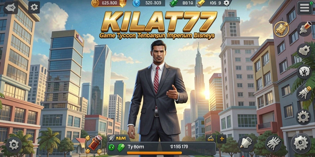 Tampilan gameplay KILAT77 dengan berbagai elemen manajemen bisnis.