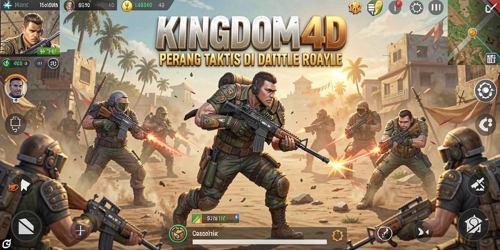 Gameplay seru dari KINGDOM4D di medan perang Battle Royale.