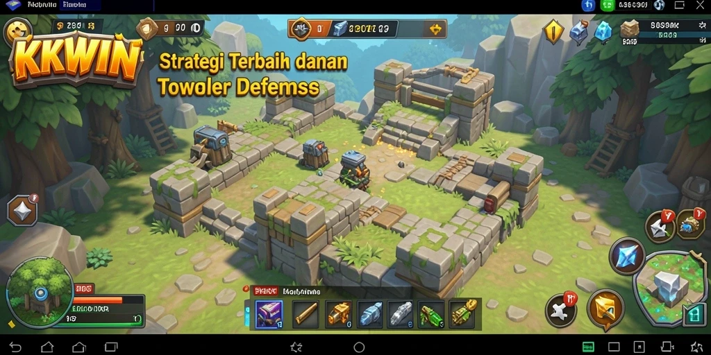 Tampilan gameplay KKWIN yang mendebarkan dalam pertahanan menara.