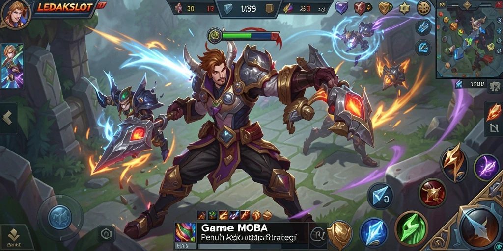 Tampilan menakjubkan dari gameplay pertarungan MOBA LEDAKSLOT.