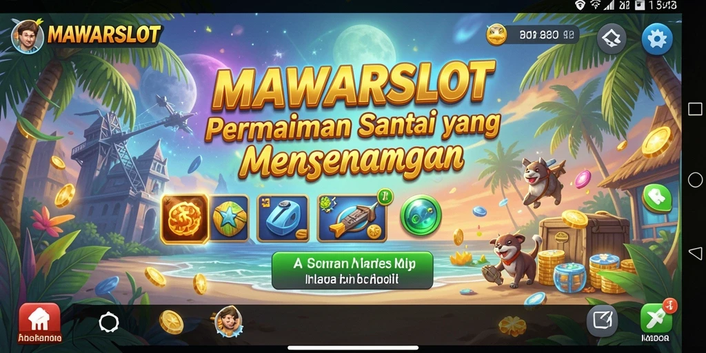 Screenshot permainan MAWARSLOT menampilkan putaran gulungan yang seru.