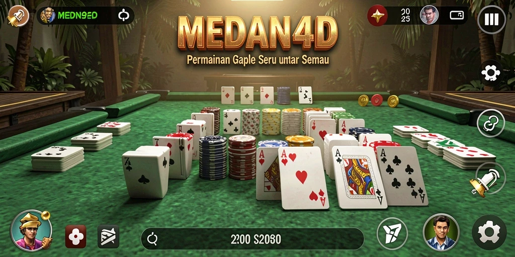 Tampilan seru gameplay Gaple di MEDAN4D yang menarik.