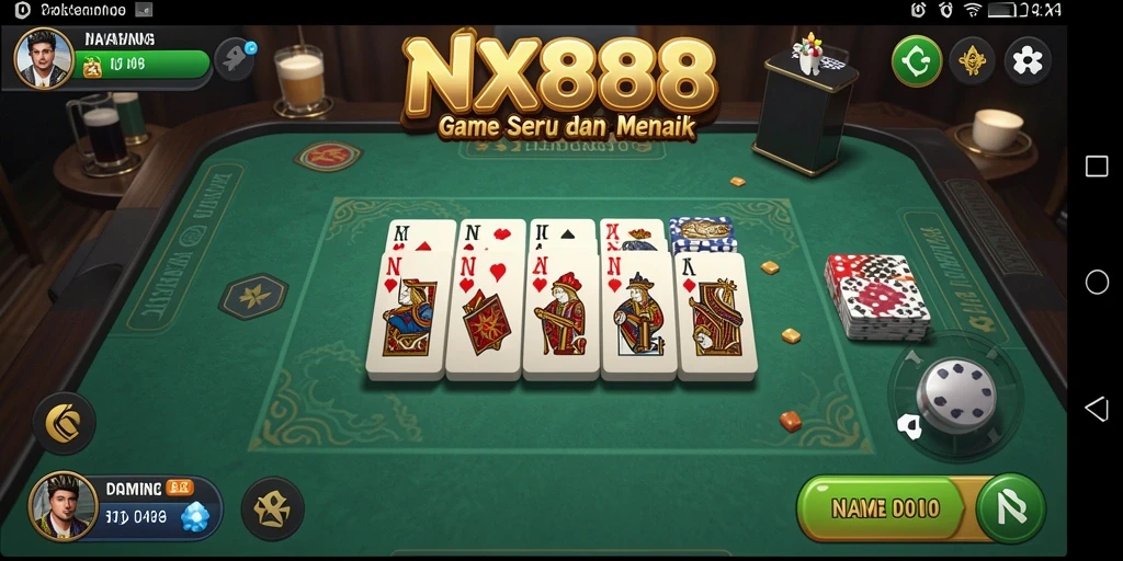 Tampilan gameplay utama NX888 dengan keseruan permainan Domino.