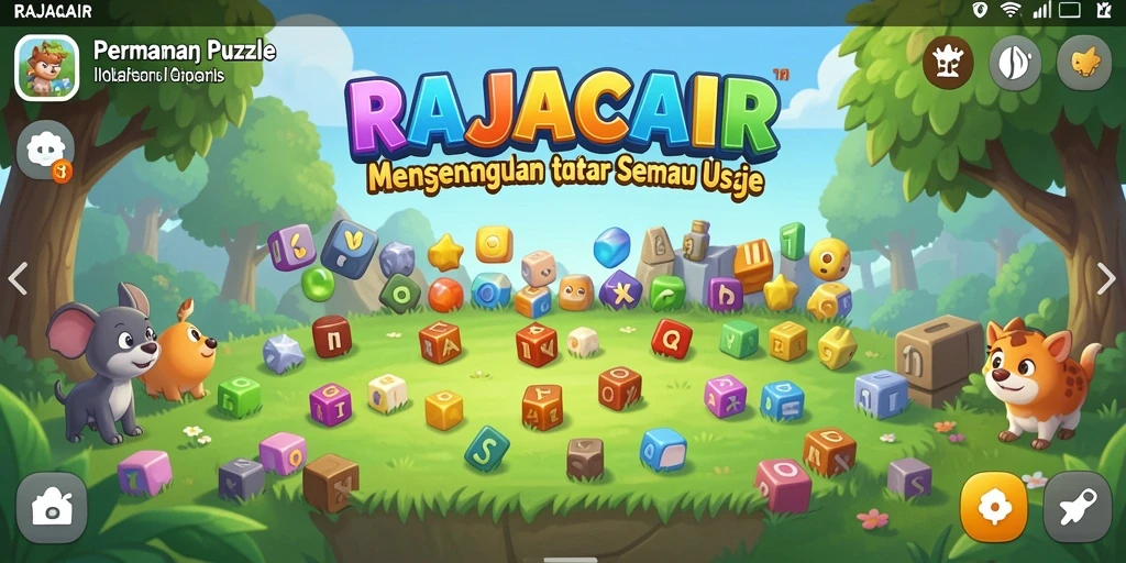 Tangkapan layar utama RAJACAIR menampilkan gameplay puzzle yang menarik.