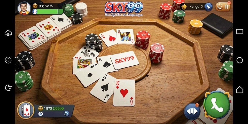 Tampilan seru gameplay Gaple di SKY99 dengan interaksi pemain.
