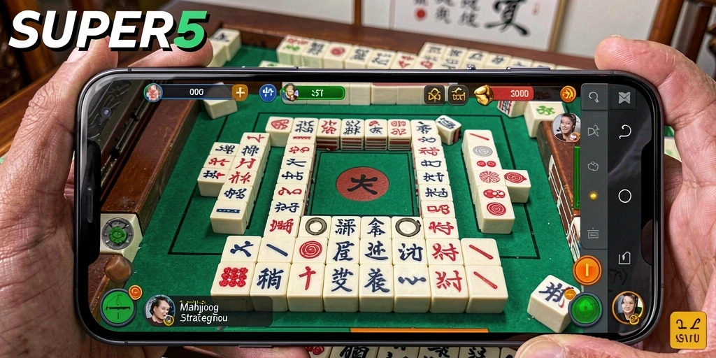 Gameplay <strong>SUPER5</strong> menampilkan ubin Mahjong yang menarik dan menantang.