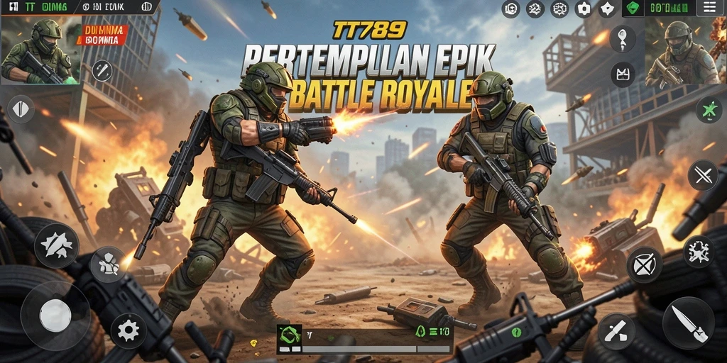 Gameplay menegangkan dalam pertempuran Battle Royale.