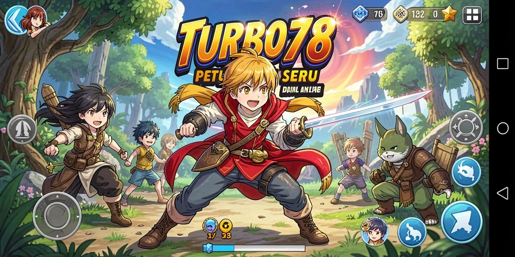 Tampilan gameplay menarik dari TURBO78 dalam dunia anime yang penuh warna.