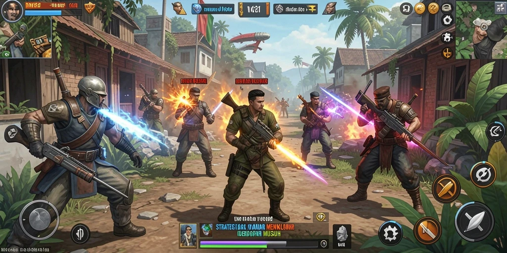 Screenshot utama VV62 menampilkan aksi intens dalam gameplay strategi.