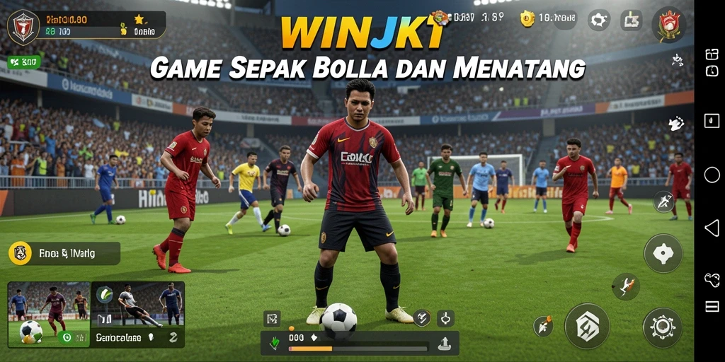 Tampilan gameplay WINJKT yang menarik dan penuh aksi sepak bola.